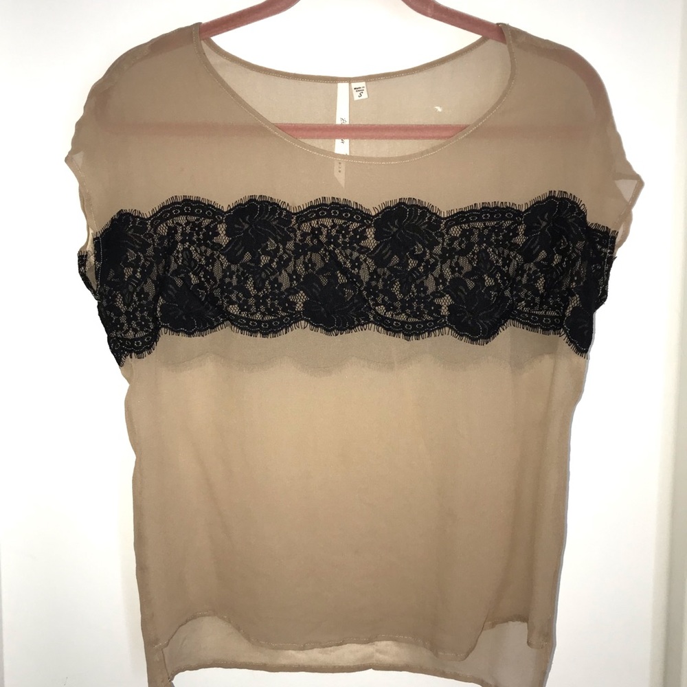 🐥 3/$25 *Bundle & SAVE!** Mesh Top w/ Black Lace